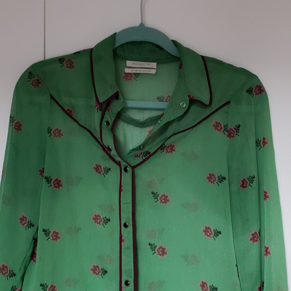 UO Clementine Sheer Buttondown Shirt